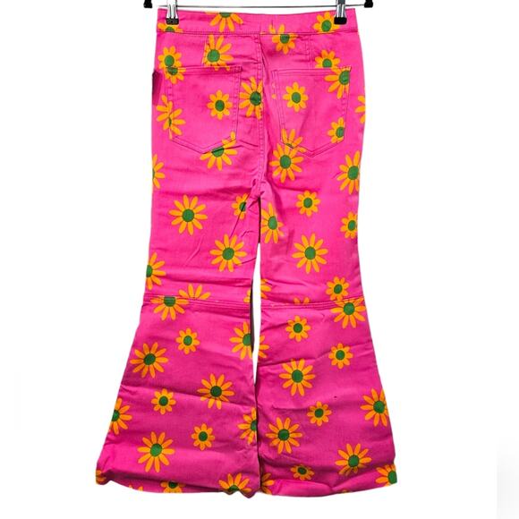 NWT Free People YouthQuake Retro 70s Printed Crop Jeans in Lipstick Combo - Picture 2 of 9